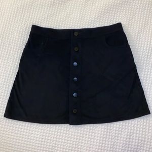 Express suede mini-skirt with black buttons